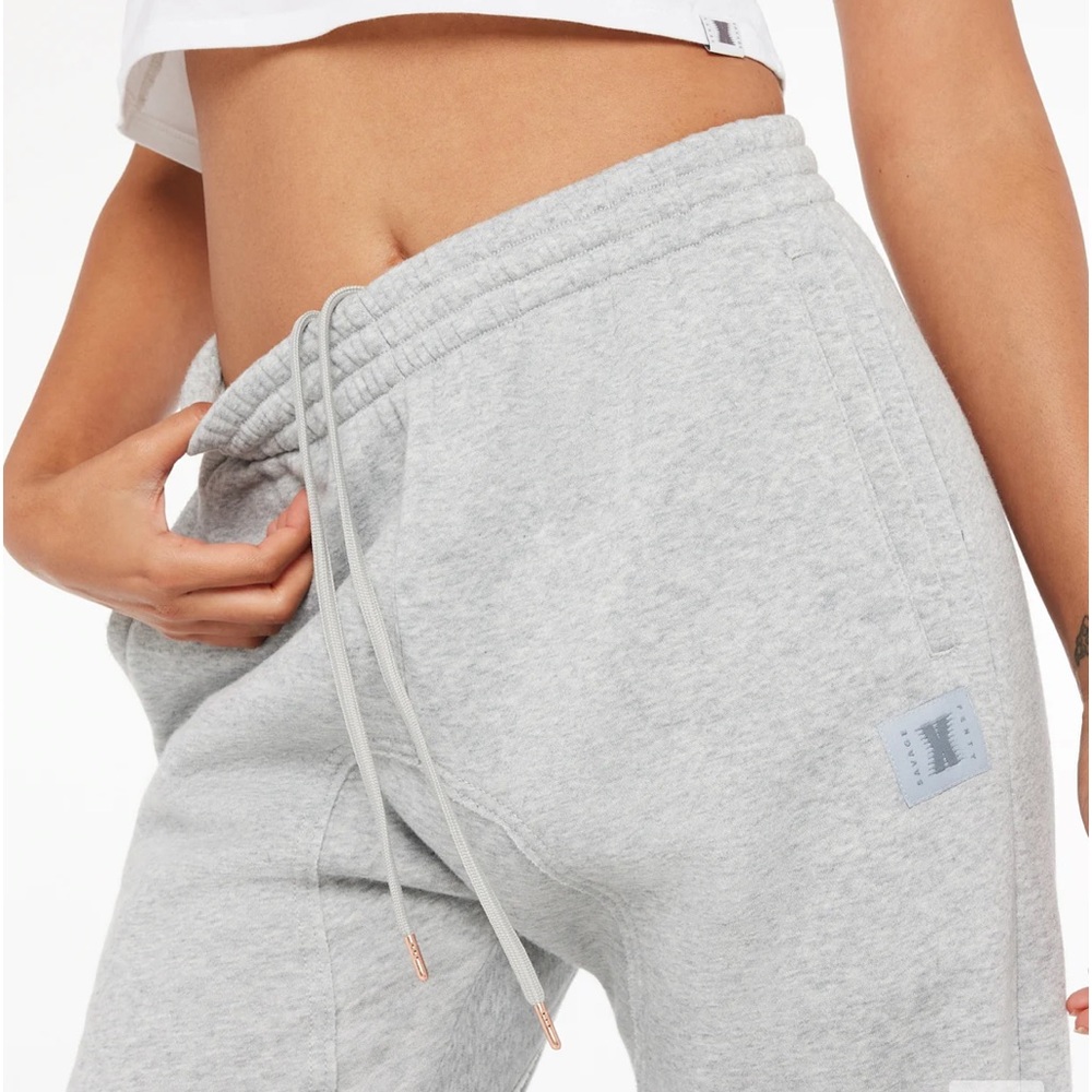 Savage X Fenty Platinum Grey Oversized Xssential Rolled Cuff Jogger Sweatpants - Picture 2 of 16